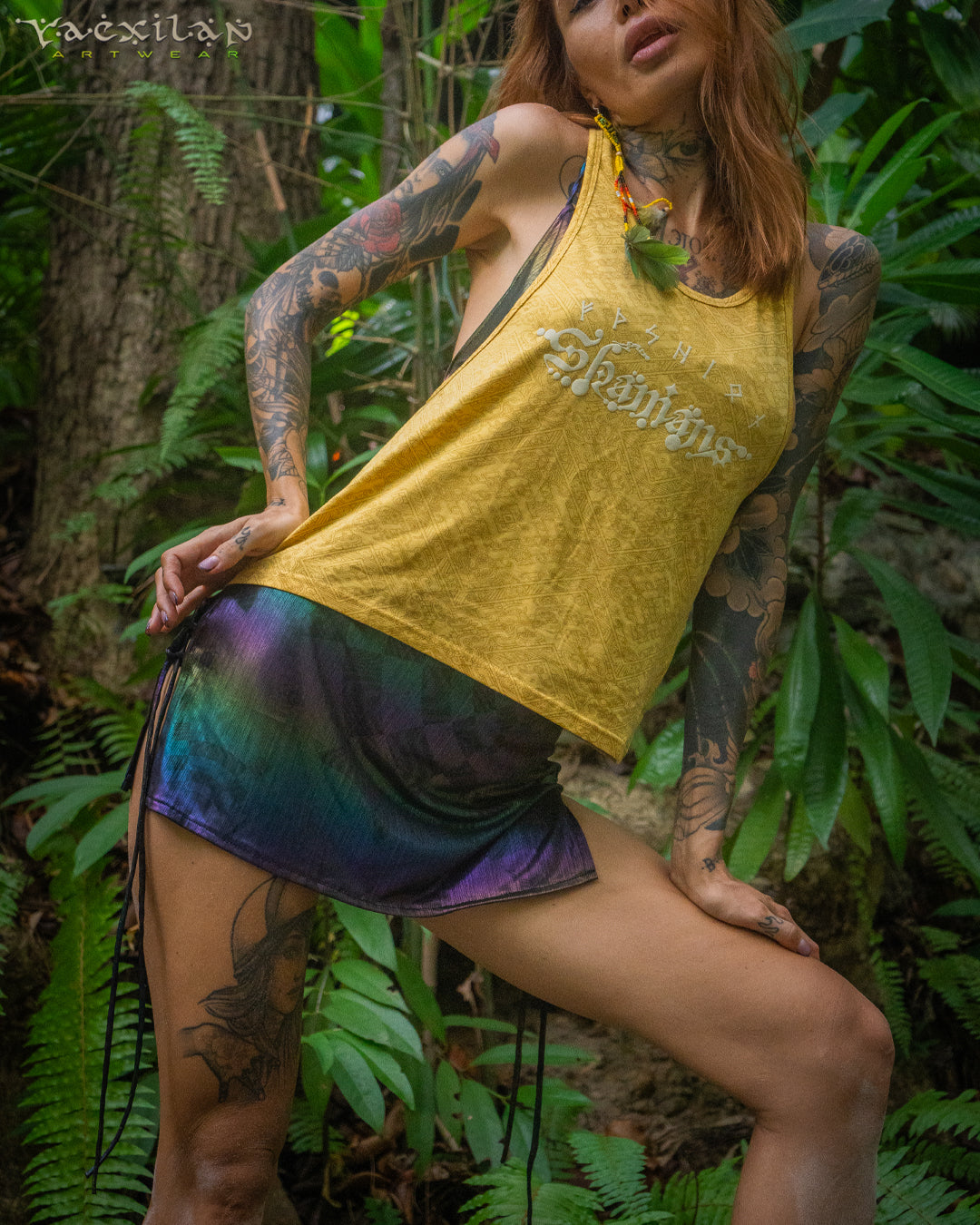 Tank Top Woman / Rayon - WHITE SHAMANS Mustard